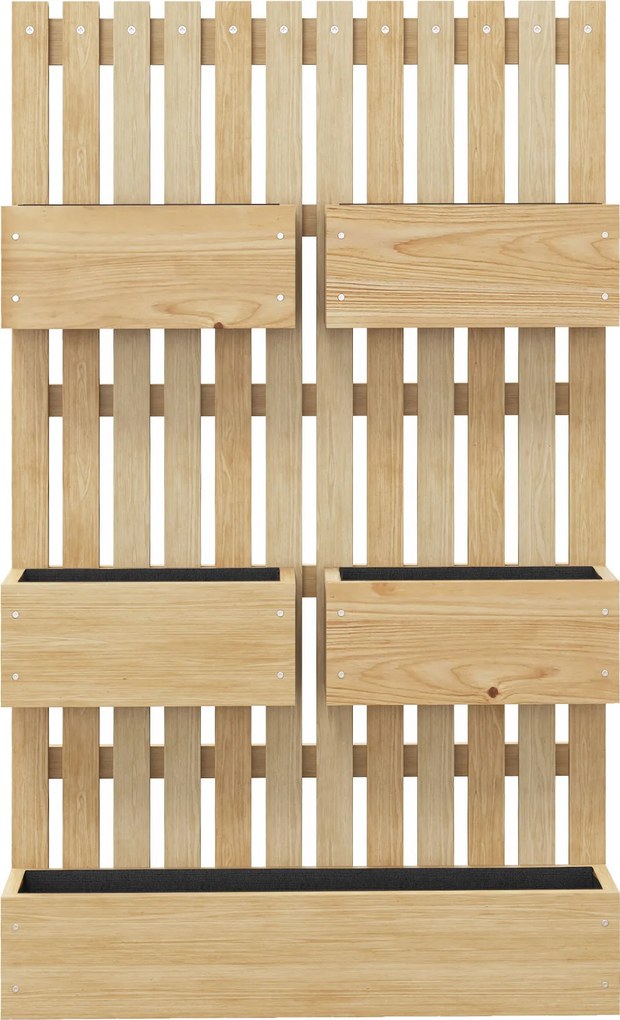 Outsunny Podwyższone grządki drewniane, regulowane z kratą, 60x16x100cm, kolor naturalny