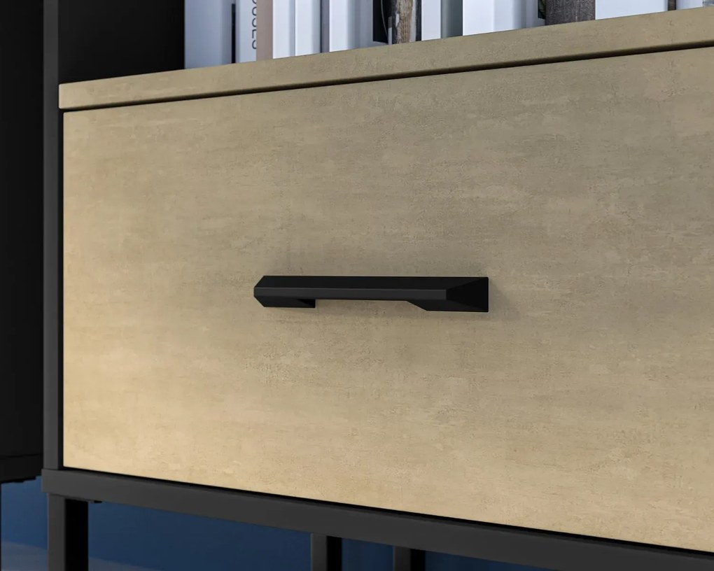 Regał wysoki COLIN 03 dąb złoty craft/czarny ML MEBLE