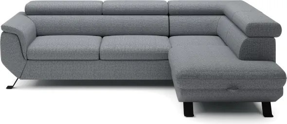 Narożnik RAVEN L Prawostronny wolnostojący z funkcją spania tkanina ARAGON 93 Szary WERSAL