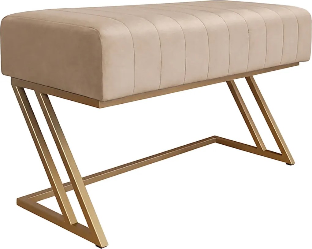 Ławka ZETA tkanina Welur loft ławka metal : Kolor Stelaża - Złoty, Kolor tkaniny - VELVET - MG06, Typ tkaniny - Velvet