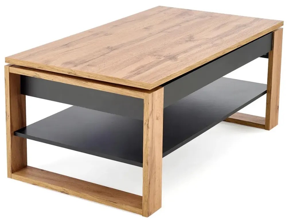 Ława podnoszona BETTY 114x65(92)cm dąb artisan/czarna HALMAR