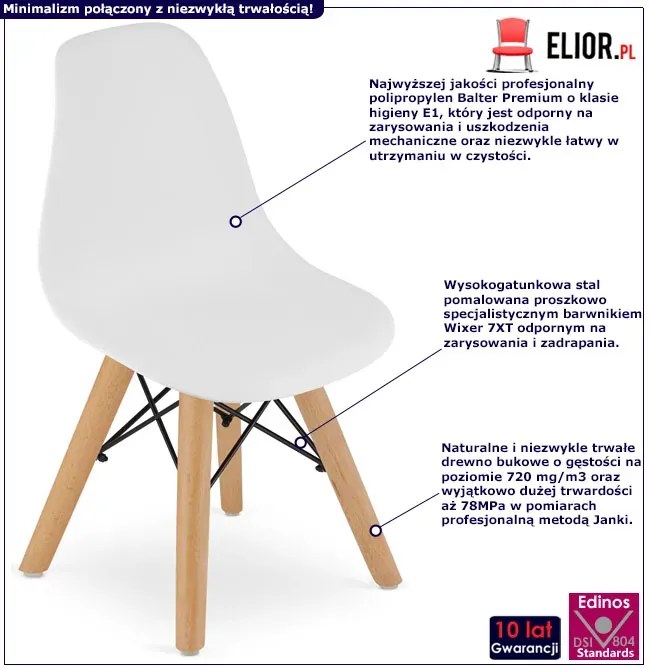 Zestaw białych skandynawskich krzeseł dziecięcych 4 szt. C7-B43