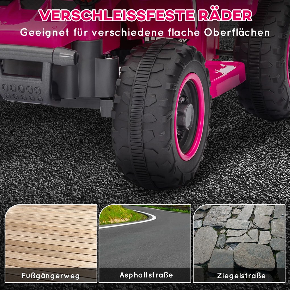 AIYAPLAY Elektryczny Quad dla Dzieci, zasilany na baterię, jazda do przodu i do tyłu, światła LED, 18-36 miesięcy, Różowy