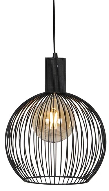 Designerska okrągła lampa wisząca czarna 30 cm - Dos