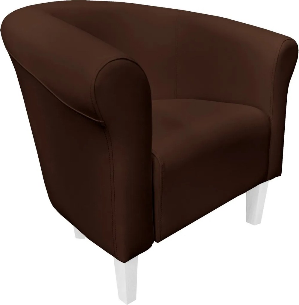 Fotel Milo tkanina Eko-skóra elegancki fotel do salonu i gabinetu : Kolor nogi - Biała, Kolor tkaniny - EKO-SKÓRA - 2D, Wysokość nogi - 15 cm
