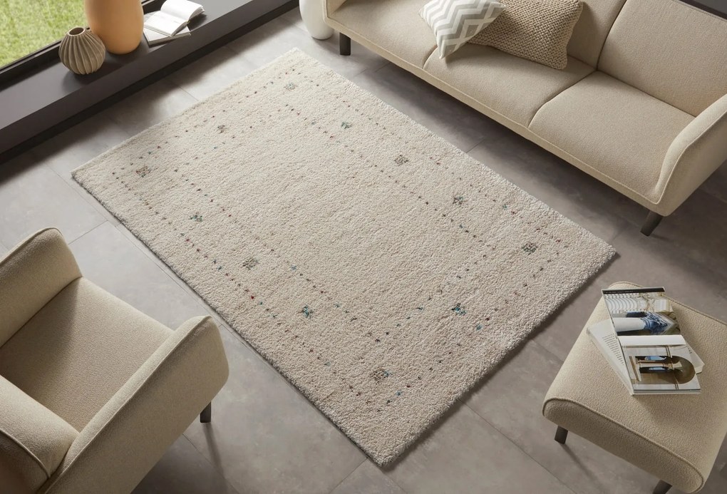Dywan shaggy Nomadic  boho kremowy 80 cm x 150 cm