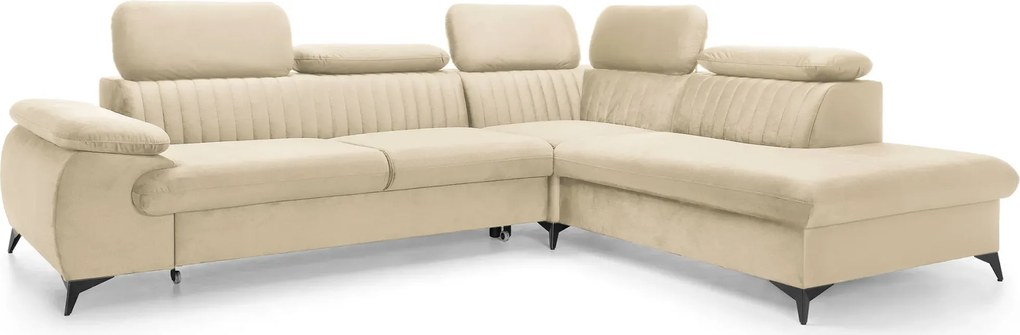 Kremowy narożnik z regulowanymi zagłówkami K4-F92