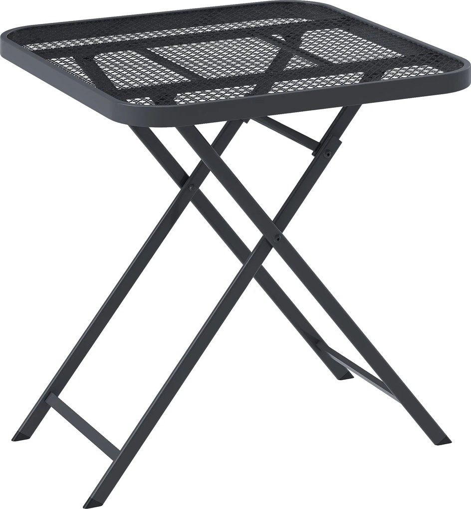 Outsunny Stół Ogrodowy Składany 70 x 70 cm, Stalowy Balkonowy Klapptisch z Designem Kraty Kwadratowy Czarny