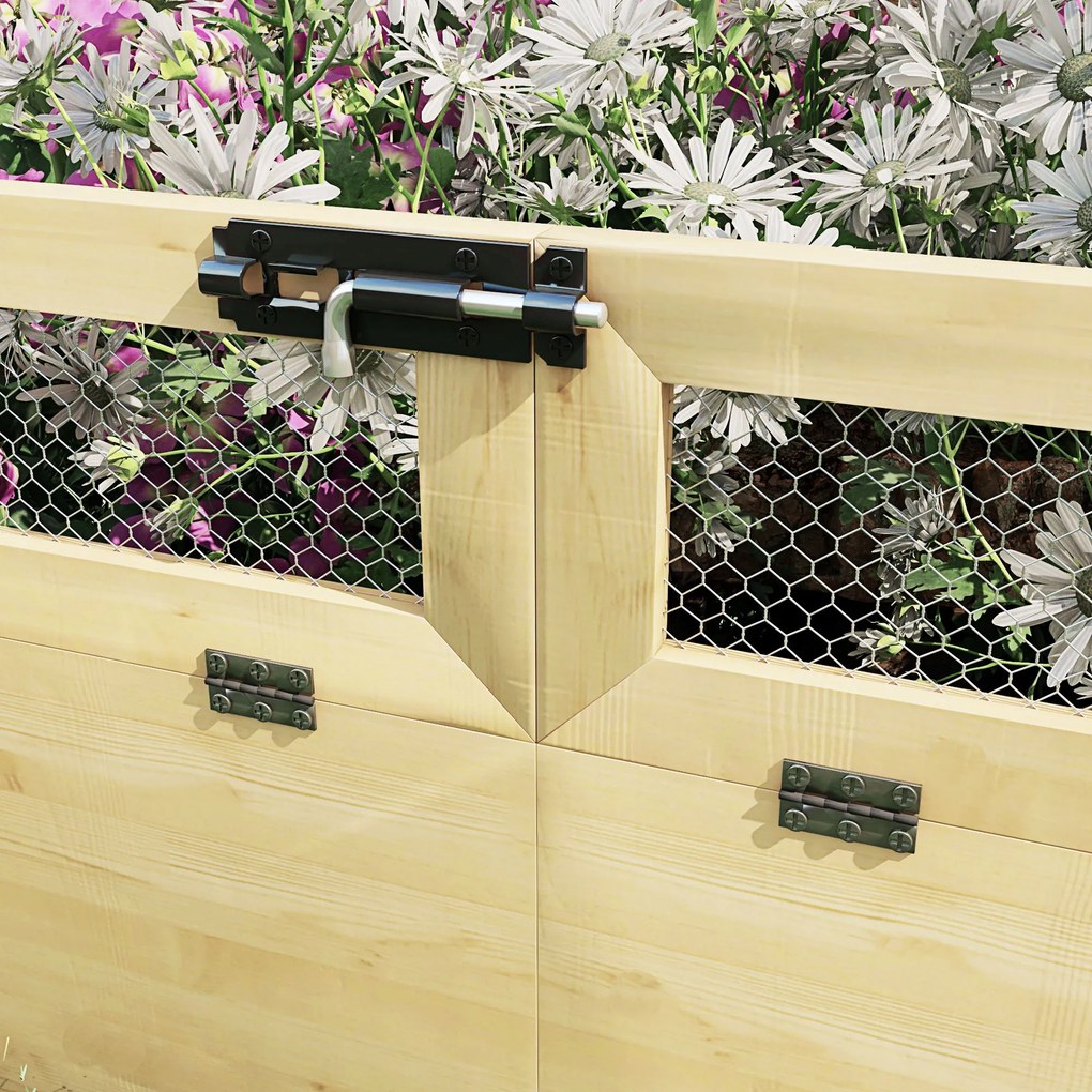 Outsunny Podwyższony Kwietnik z Trejażem, Odporny na Warunki Pogodowe, 1 Trejaż, 183 x 98,5 x 95 cm, Kolor Naturalny