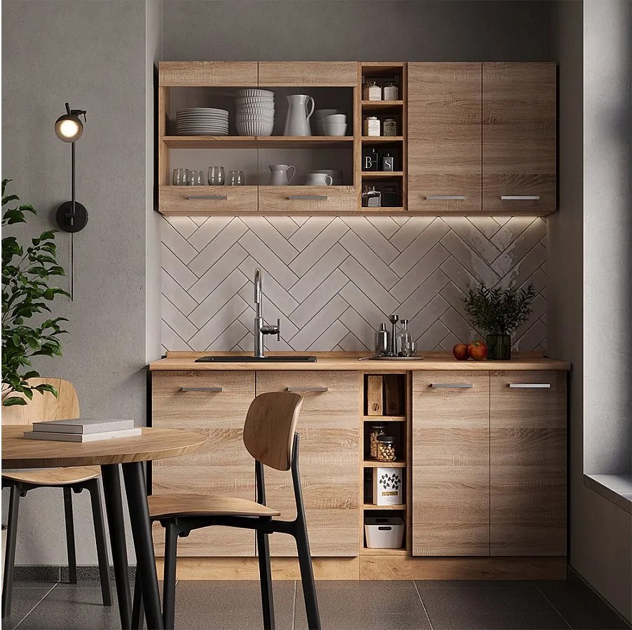 Pojedyncza kuchnia dąb sonoma/goldkraft 160x60x81.6 r-line