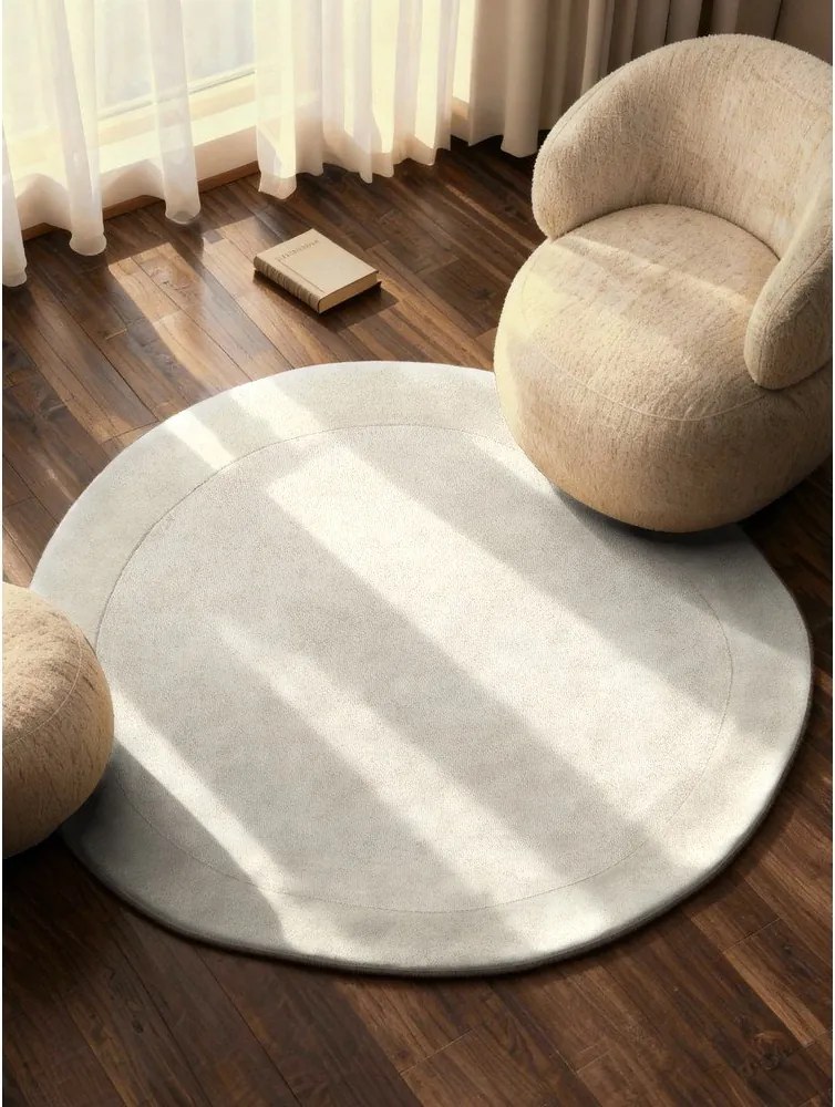 Kremowy okrągły dywan z mieszanki wełny tkany ręcznie ø 160 cm Kari Organic – Villeroy&Boch