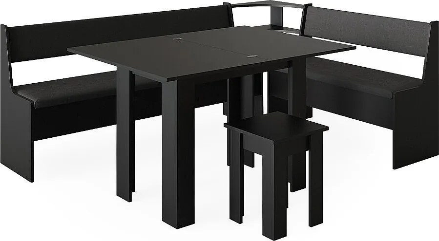 Grupa ławek narożnych czarny 210x150x80 roman
