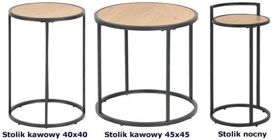 Kawowy stolik loft - Soros 40x40 - czarny