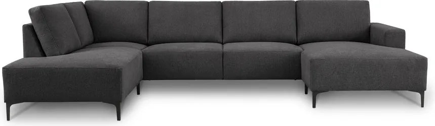 Antracytowy narożnik z tkaniny szenilowej (lewostronny/w kształcie litery U) Fabian – Scandic