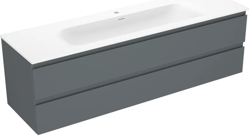 Mexen Orio szafka łazienkowa 160 cm z umywalką Vela, 2 szuflady, grafit mat/biała mat - 91A10-16047-2-BFF66-W23M01