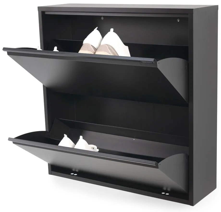 Czarna metalowa uchylna szafka na buty 75x77,5x22,5 cm Billy – Spinder Design