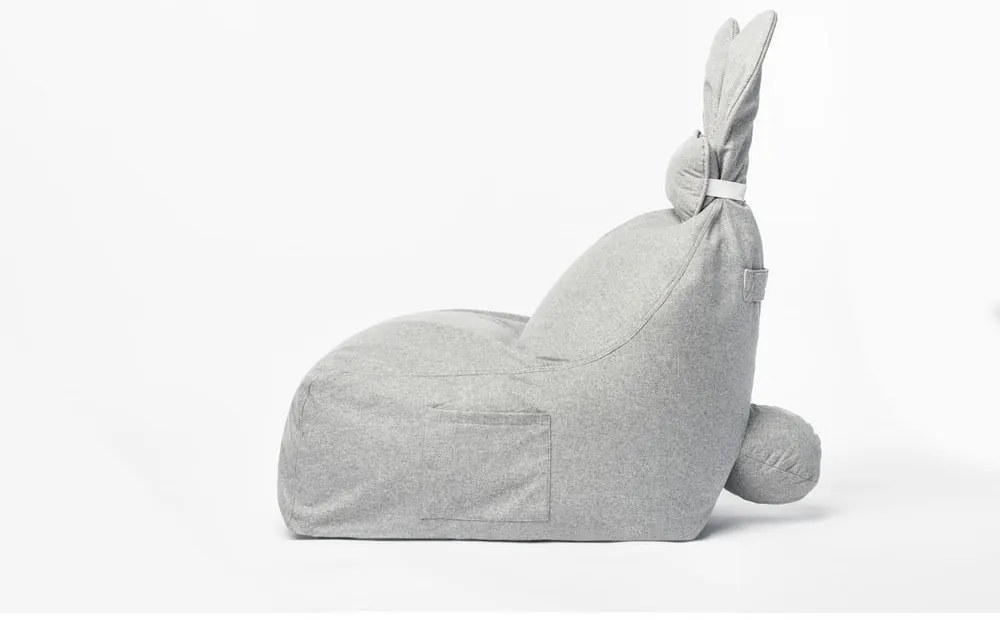 Jasnoszary worek do siedzenia dla dzieci The Brooklyn Kids Funny Bunny