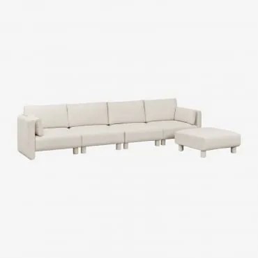 4-częściowa Modułowa Sofa I Pufa Z Tkaniny Artemisa Bouclé Tkanina Bouclé W Kolorze Kremowo-beżowym - Sklum