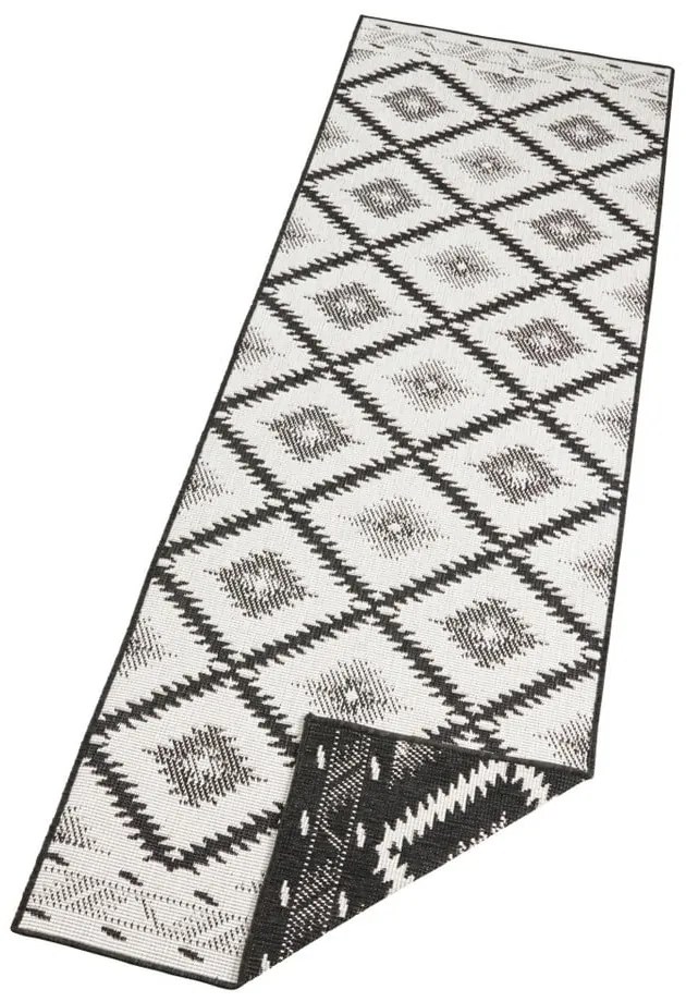 Czarno-kremowy chodnik odpowiedni na zewnątrz NORTHRUGS Malibu, 80x250 cm