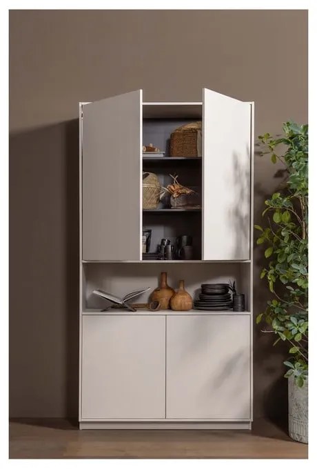 Jasnoszara szafka z litego drewna sosnowego 110x210 cm Finca – WOOOD