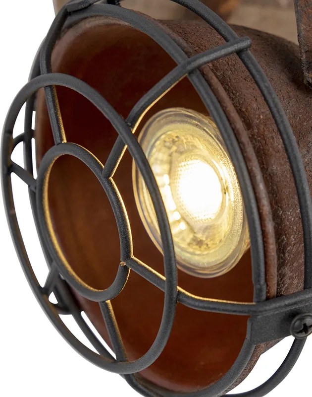 Przesuwny reflektor industrialny brązowo-rdzawy z drewnem - Gina