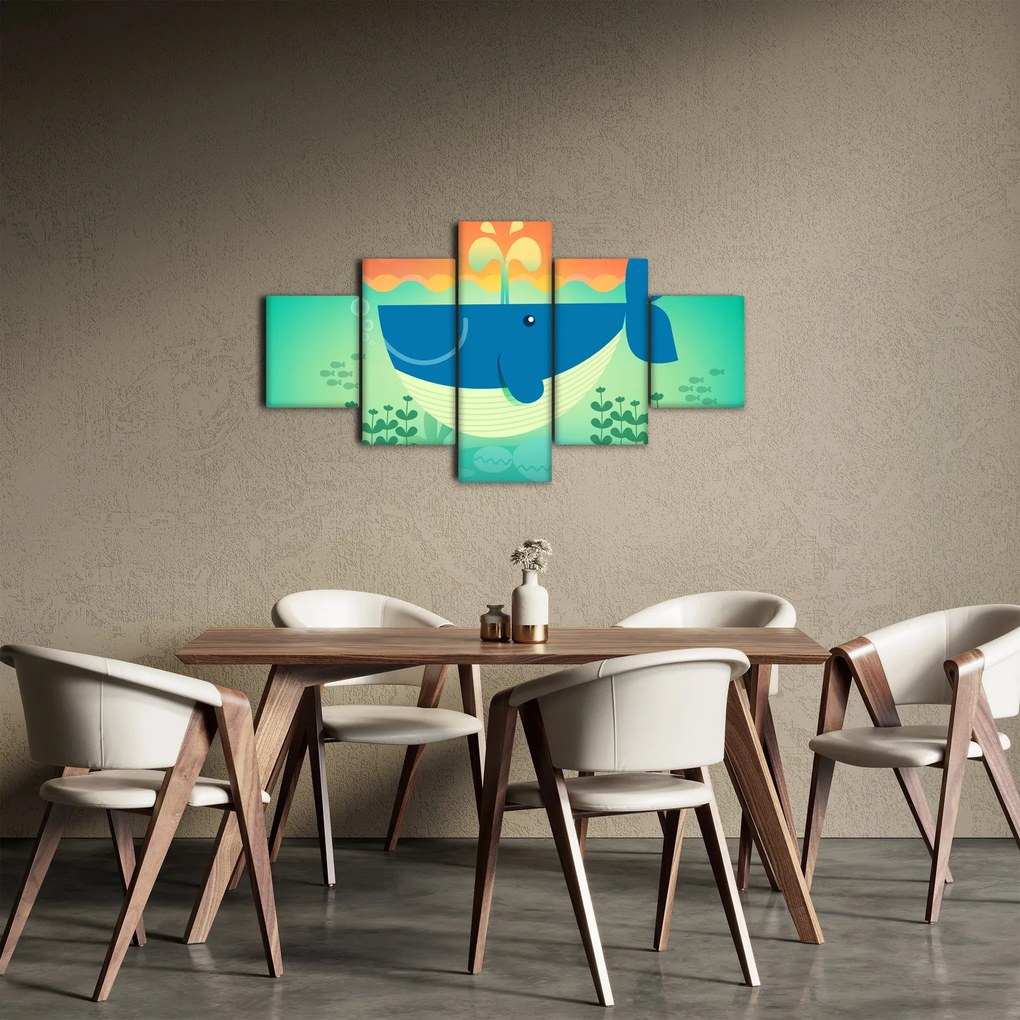 Obraz - Wesoły wieloryb w morzu (125x70 cm)