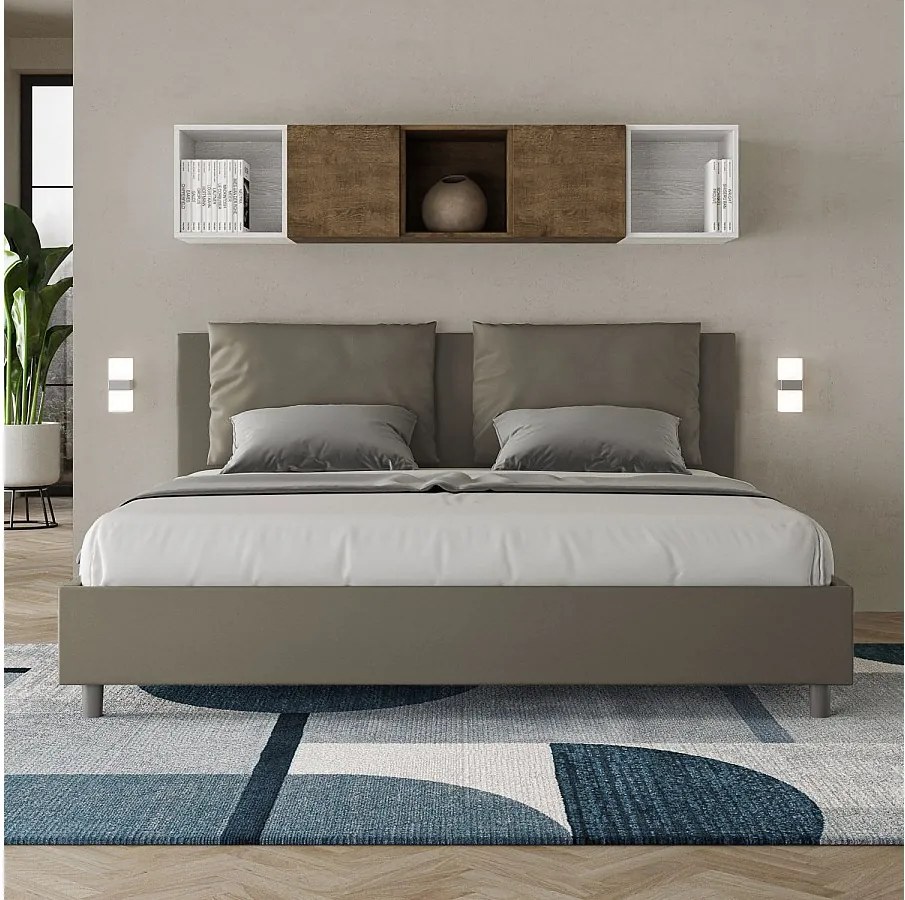 Łóżko bez stelaża tapicerowane 200x200 sztucznej skóry cappuccino Antea