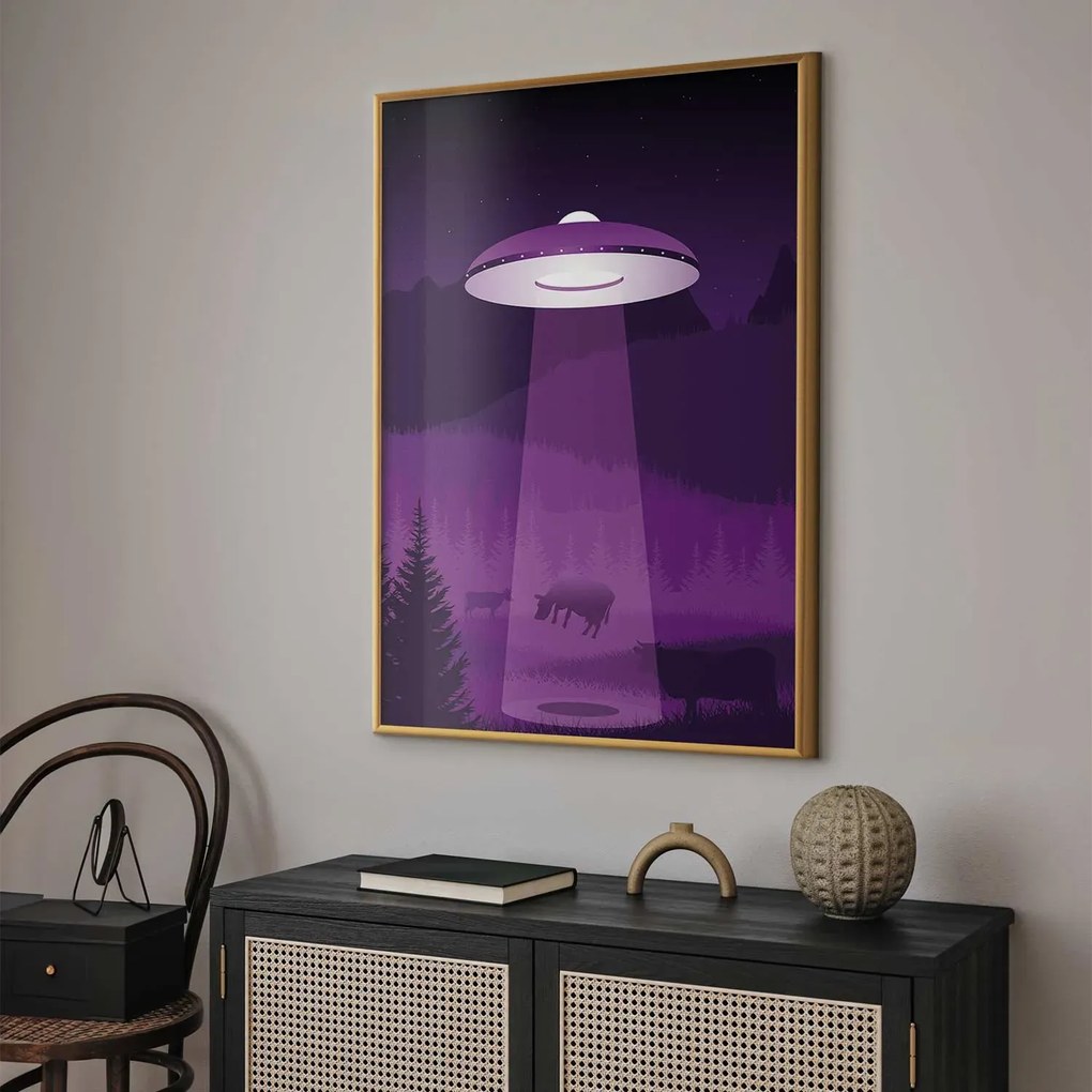 Plakat Ufo 21x30 cm z ramą złotą bez marginesu ARTGEIST B