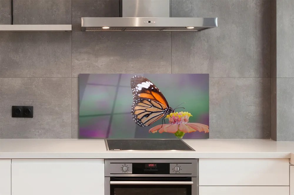 Panel Szklany Detal: Motyl i Kwiat