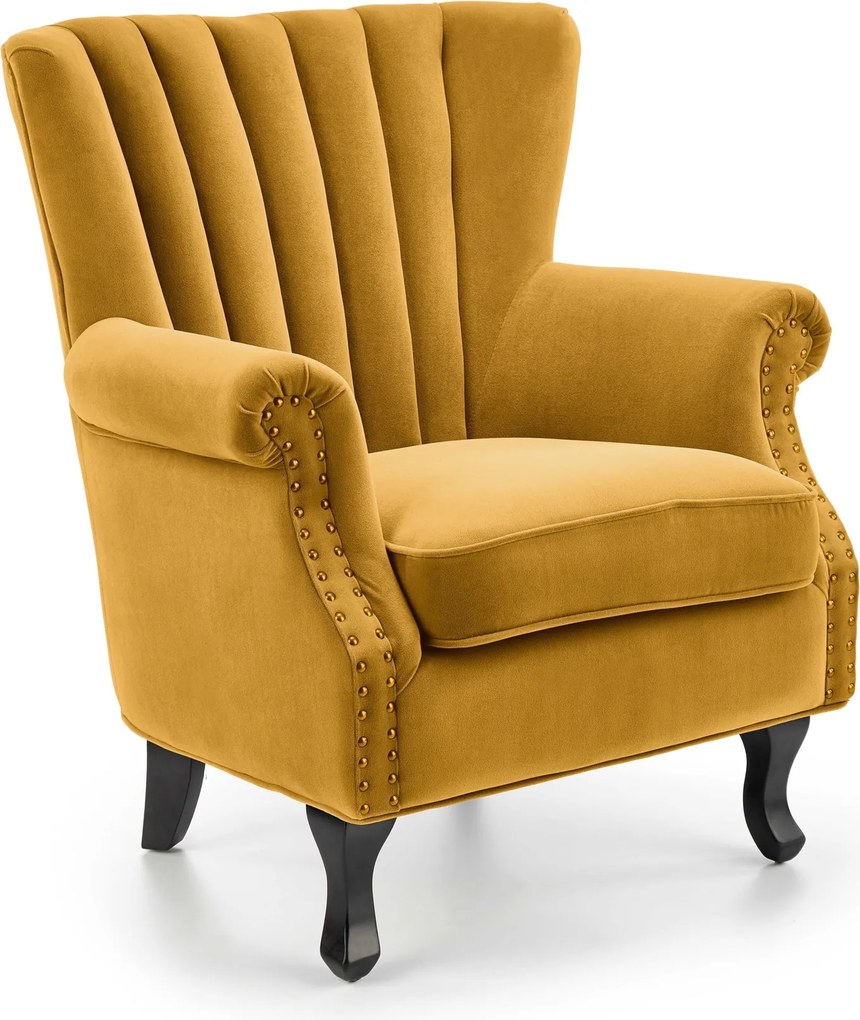 Welurowy fotel wypoczynkowy z pinezkami Titan