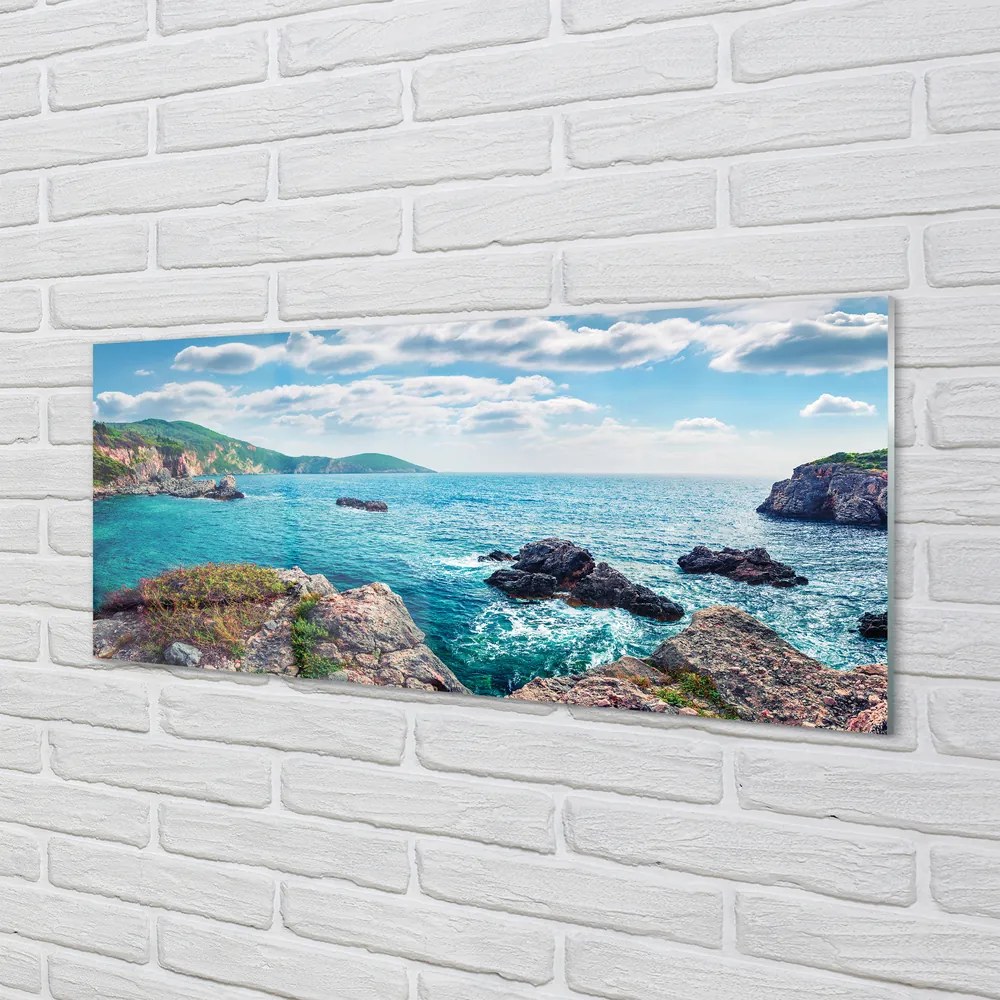 Panel Szklany Greckie Góry nad Lazurowym Morzem