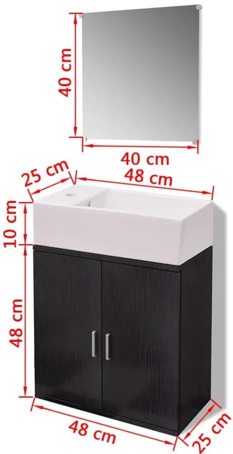 Czarny minimalistyczny zestaw mebli łazienkowych - Nyos 6X