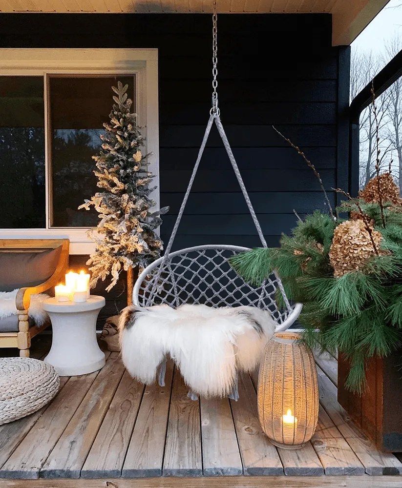 Szare wiszące krzesło KOLUMBIA z poduszką