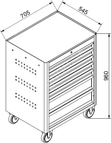 Wózek warsztatowy mobilny na narzędzia GD, 6 szuflad, 705 x 545 x 960 mm, grafitowy /czerwony