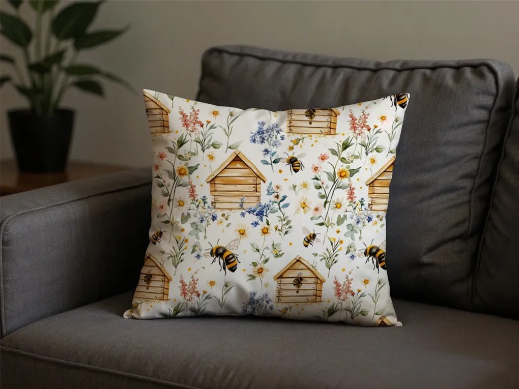 Bawełniana poszewka na poduszkę WOODEN HOUSES POLY 45x45 cm, kolorowa