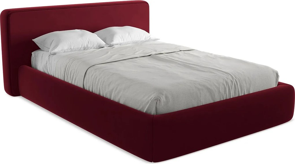 Łóżko 180 x 225 - z weluru - burgundowy - KIANA