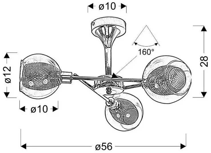 Srebrna lampa wisząca z 3 punktami światła - 3X D279 B5-Z77