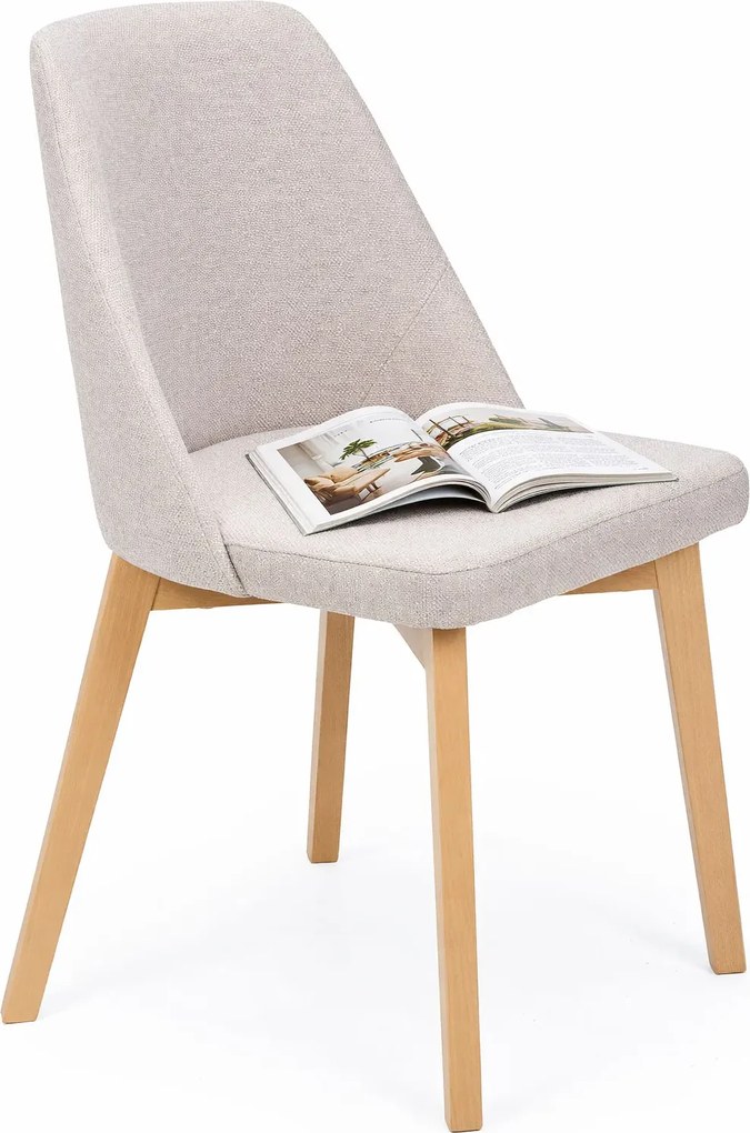 Jasnobeżowe Krzesło Tapicerowane Nowoczesne P1-N88