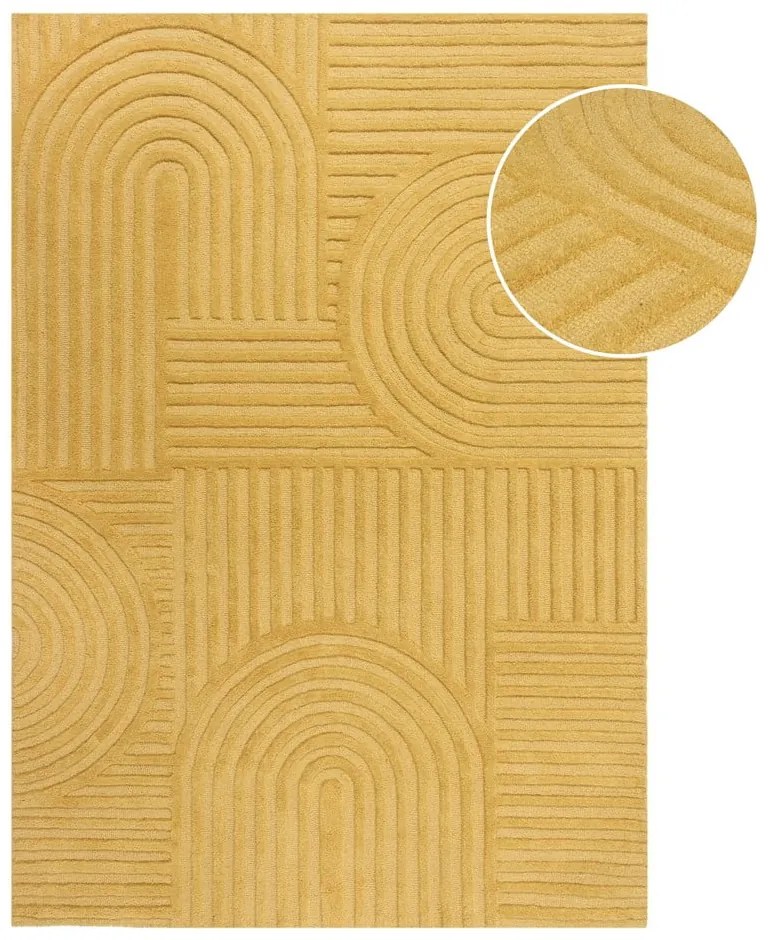 Żółty dywan wełniany Flair Rugs Zen Garden, 120x170 cm