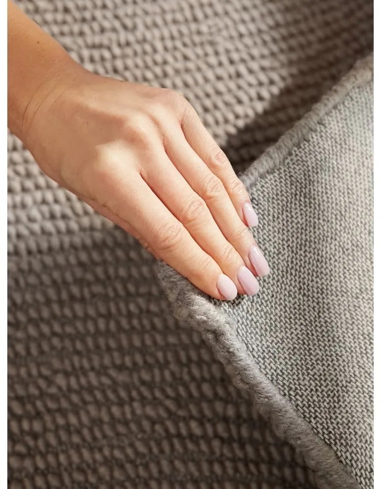 Szarobrązowy wełniany chodnik tkany ręcznie 80x200 cm Eleni Taupe – Hanse Home