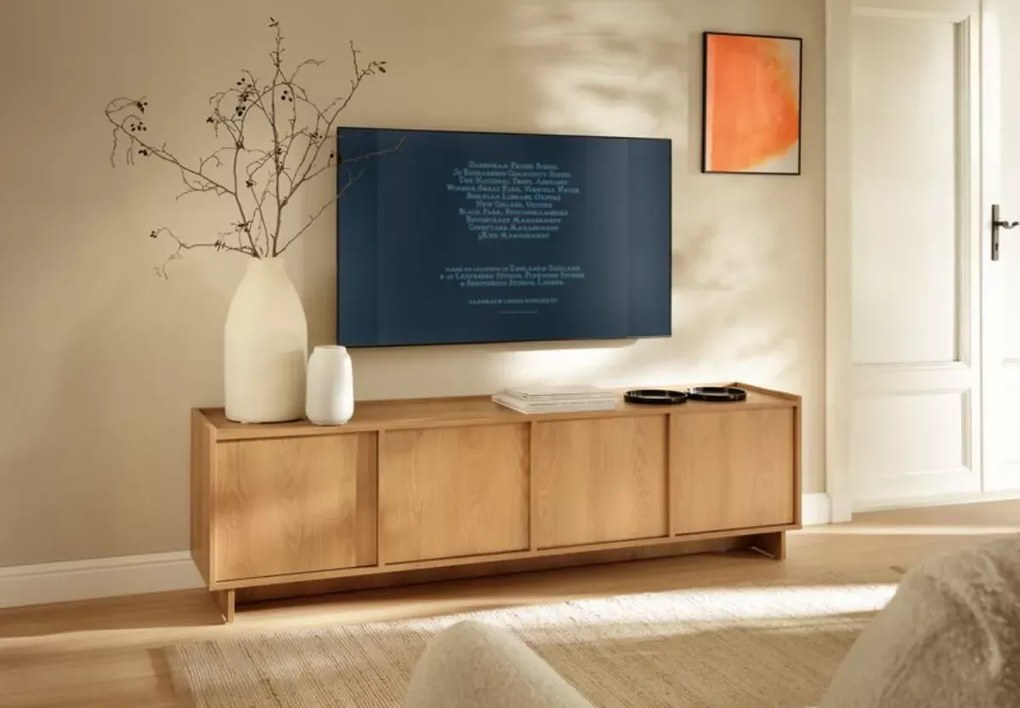 Szafka RTV pod telewizor Vabres 195 cm dąb karmelowy styl japandi modern
