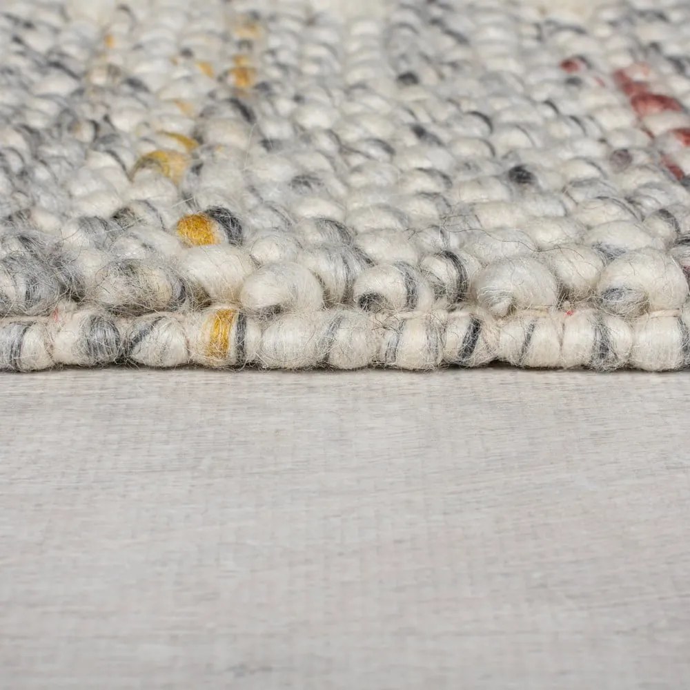 Szaro-kremowy dywan z mieszanki wełny tkany ręcznie 80x150 cm Minerals Border – Flair Rugs