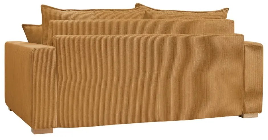 Musztardowa sztruksowa rozkładana sofa 225 cm Augustin – Bobochic Paris