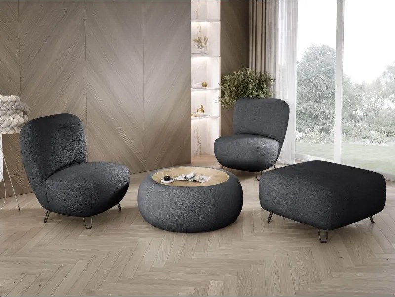 Fotel LUIS skandynawski wolnostojący na metalowych nogach w tkaninie NOW OR NEVER 100