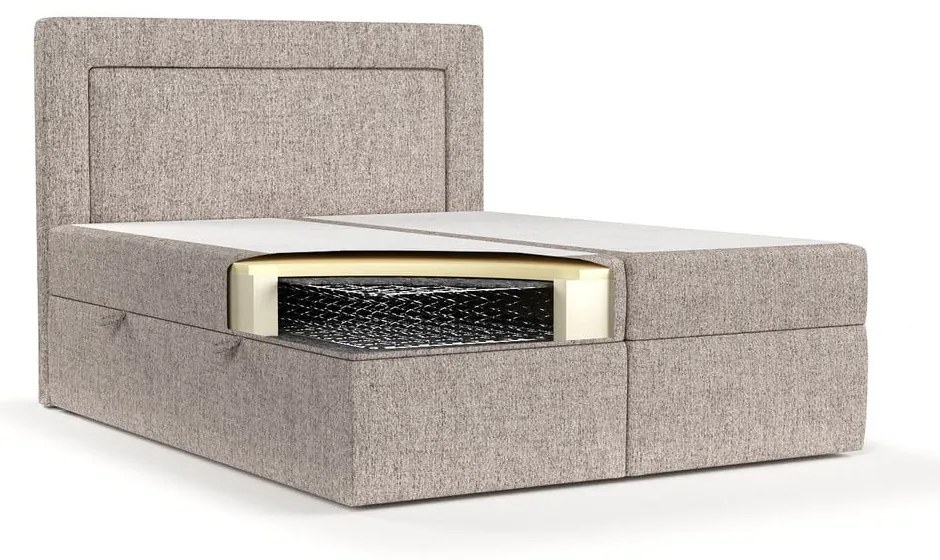 Jasnobrązowe łóżko boxspring ze schowkiem 140x200 cm Imagine – Maison de Rêve