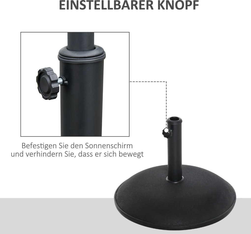 Outsunny Podstawa na Parasol 25kg Stalowa Wytrzymała na Warunki Pogodowe Czarna | Aosom PL