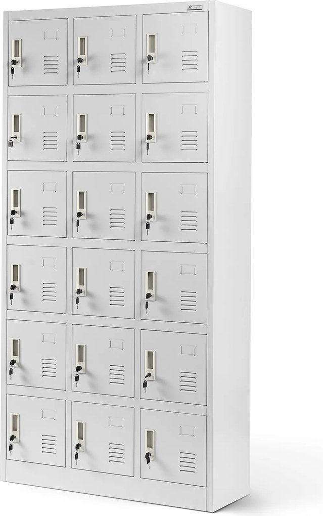 Szafa skrytkowa zamykana na klucz Karol 90x40x185 cm szara