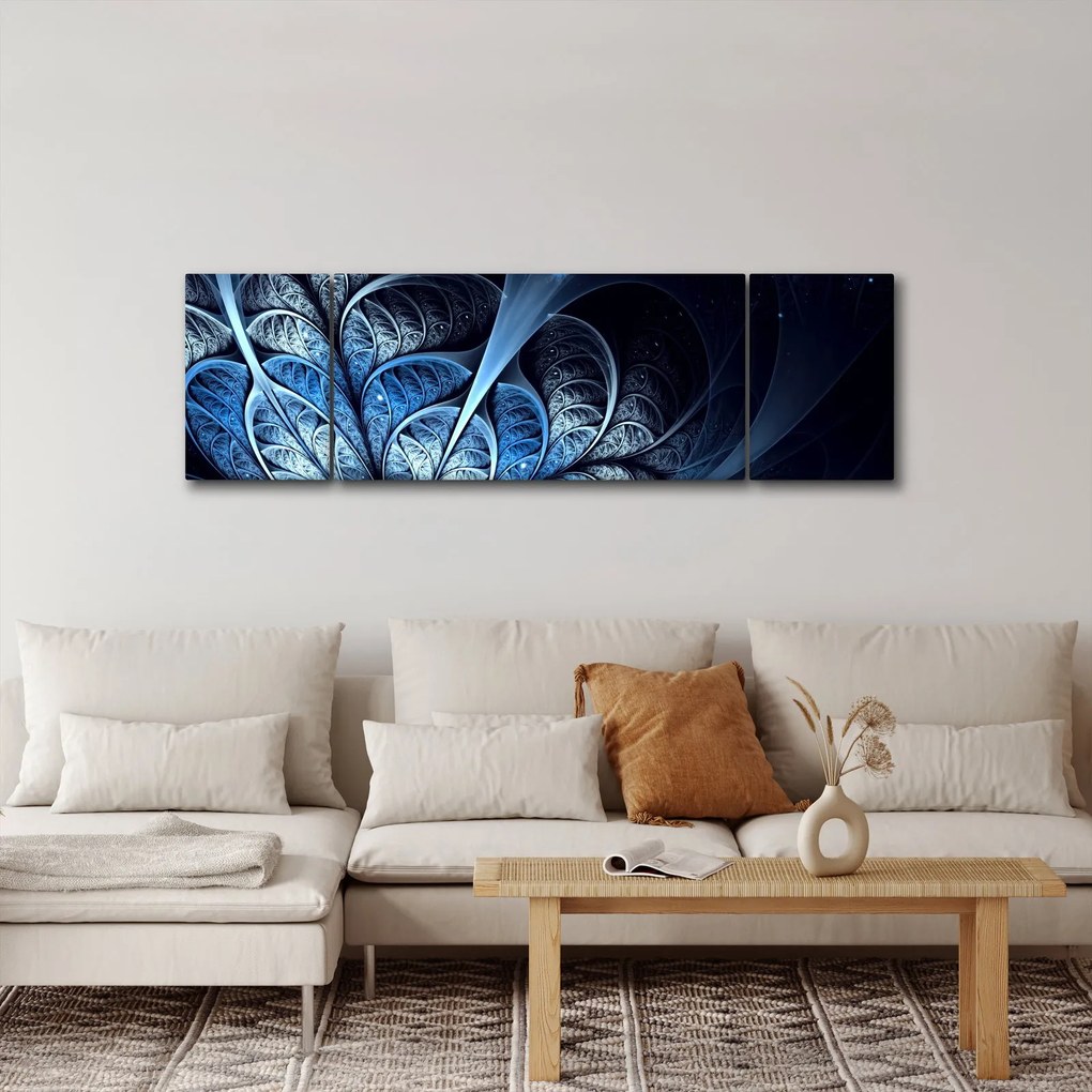 Obraz ciemnoniebieskiego kwiatu (170x50 cm)