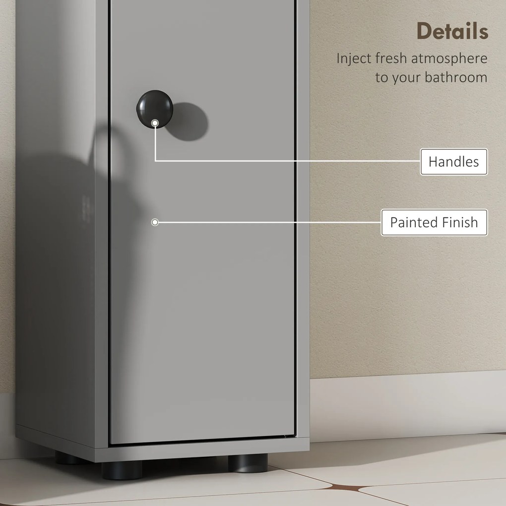 kleankin Szafka łazienkowa, 4 półki, szuflada, płyta wiórowa, smukły design, szara | Aosom PL