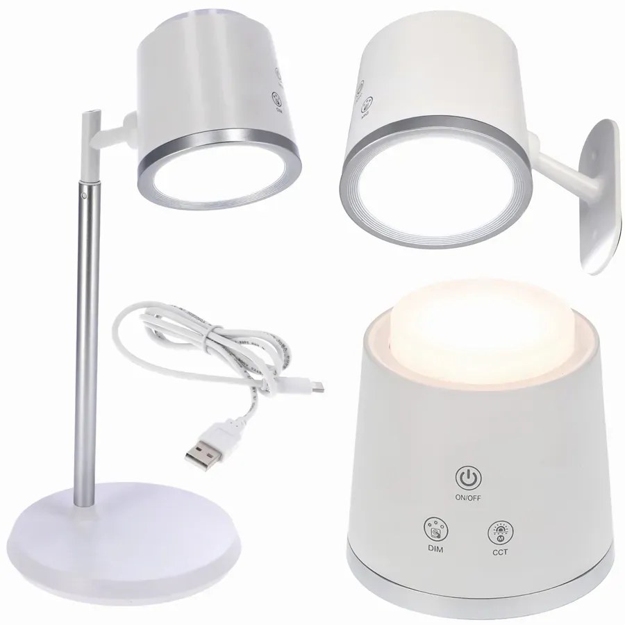 Wielofunkcyjna biała dotykowa lampka LED- M012 E4-W64